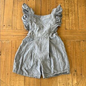 Sage & Lilly chambray ruffles shortalls short overall romper